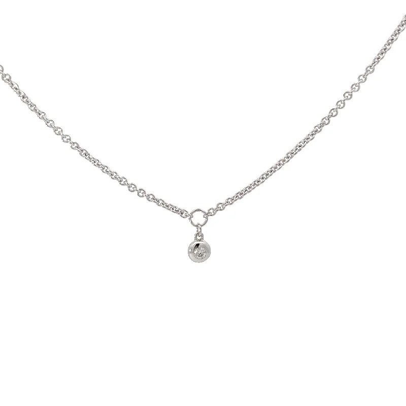 infinity pendant necklace for women -White Modern Electrum Diamond Solitaire Pendant