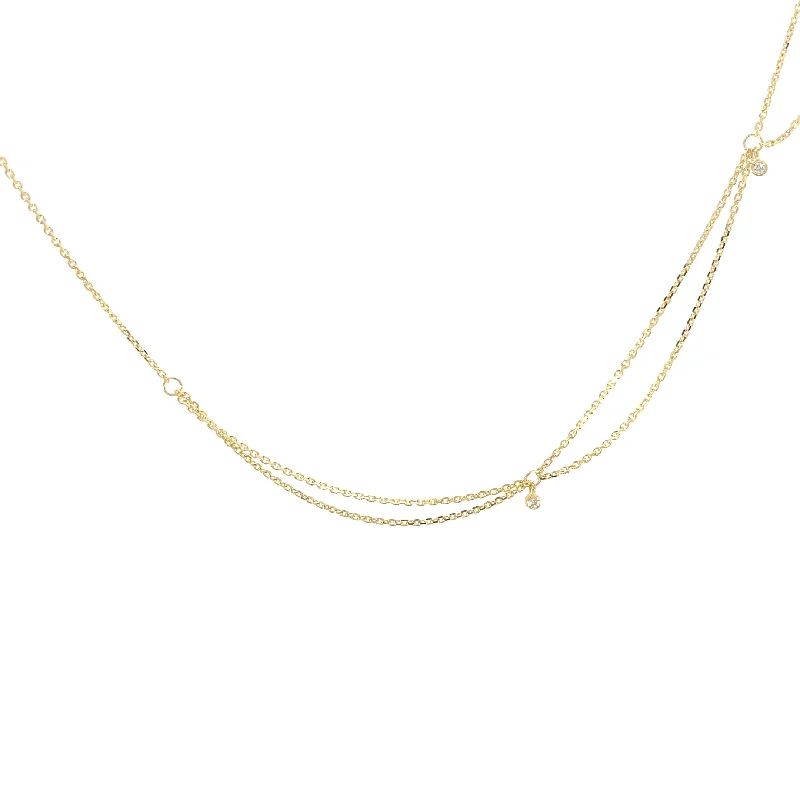 custom moon pendant necklace -Yellow Gold Asymmetrical Diamond Station Necklace