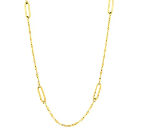 silver infinity pendant necklace -Yellow Gold Hammered Long Link Station Chain