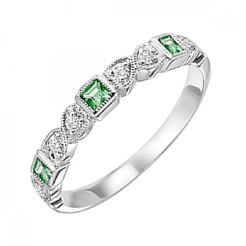 10KT Stackable Princess Cut Gemstone Ring- Emerald (May)