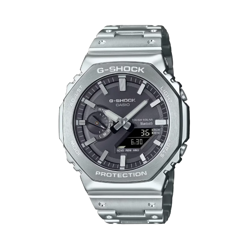 watches for women with silver cases and minimalist designs -Casio G-SHOCK Stainless Steel Analogue Digital Watch GMB2100SD-1A