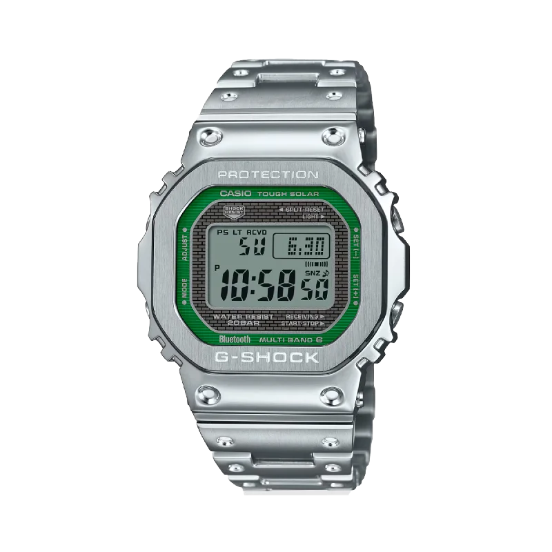 men’s watches with minimalist designs and modern technology -Casio G-SHOCK Stainless Steel Solar Watch GMWB5000D-3