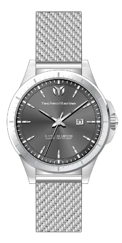 elegant men’s watches with brushed metal cases and leather straps -Band For Technomarine TM-822003