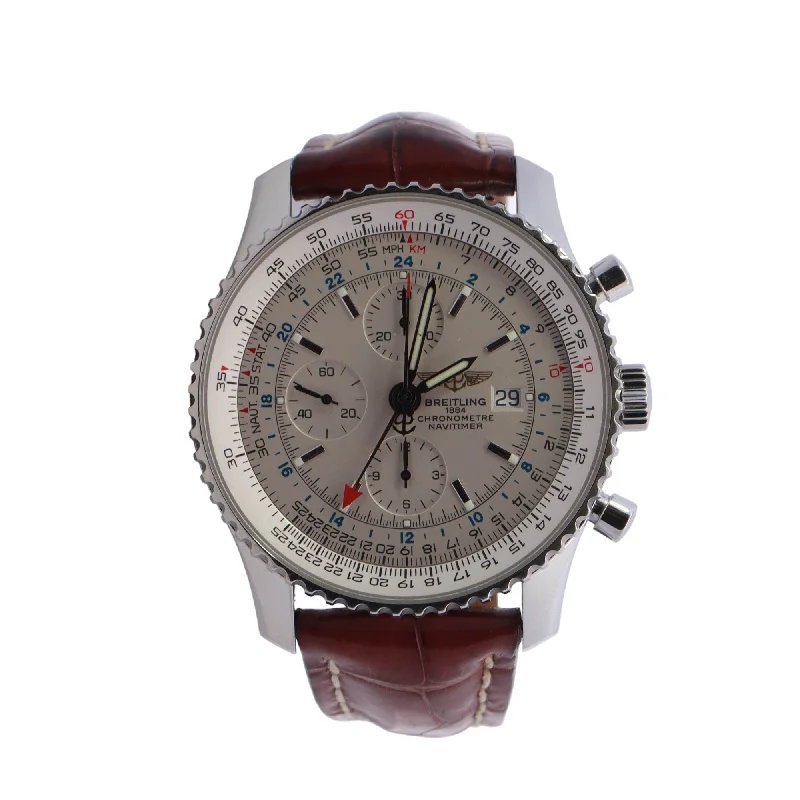 luxury smartwatches for men with advanced health features -Breitling Navitimer GMT 46mm White Stick Dial Watch  Reference #: A2432212