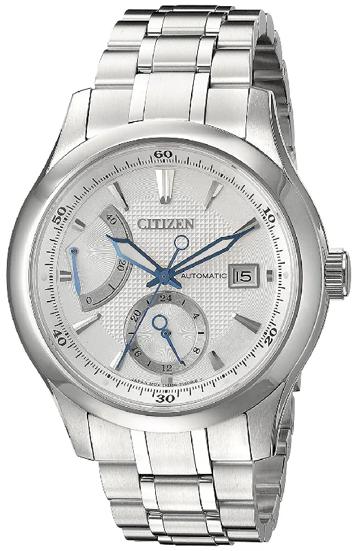 elegant men’s watches with sleek leather bands and chronograph functions -Citizen Signature Automatic Grand Classic Stainless Steel Silver Dial Date Mens Watch NB3010-52A