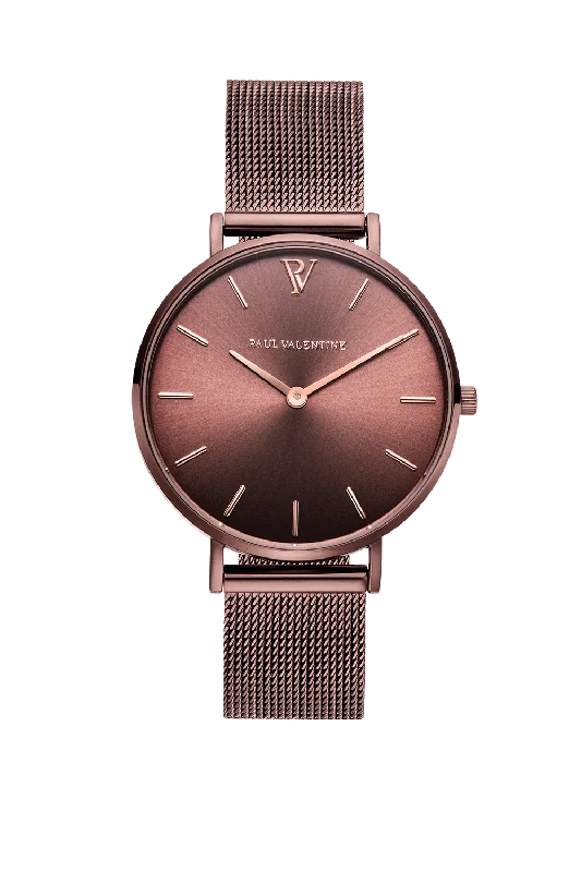 solar-powered smartwatches for women with eco-friendly features -Coffee Mesh