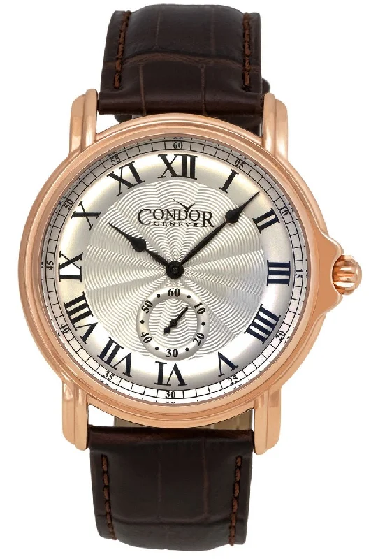 elegant watches for men with modern features and durable bands -Condor Classic Rose Gold Plated Mens Strap Swiss Watch C225R