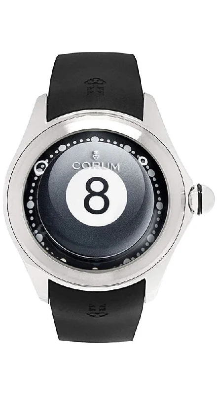 men's watches with ceramic cases and automatic movements -Corum Big Bubble 8 Billiard Ball Limited Edition Titanium Automatic Black Rubber Strap Mens Watch 390.101.04/0371 BA08