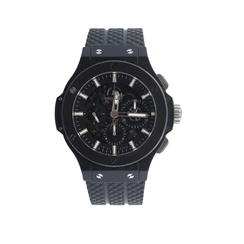 women's watches with sparkling dials and slim metal cases -Hublot Big Bang Aero Stainless Steel 44mm Black Skeleton Stick Dial Watch Reference #: 311.C1.1170.GR