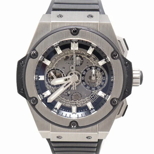 men's watches with ceramic cases and polished steel bands -Hublot King Power Unico Titanium 48mm Skeleton Dial Watch Reference #: 701.NX.0170.RX