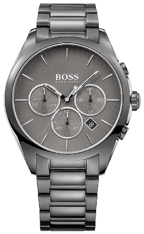 men's watches with intricate dials and modern, sporty designs -Hugo Boss Onyx Chronograph Gray Dial Date Mens Watch 1513364