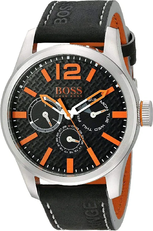 women's watches with minimalist designs and stainless steel bands -Hugo Boss Orange Men's 1513228 PARIS Analog Display Quartz Black Watch