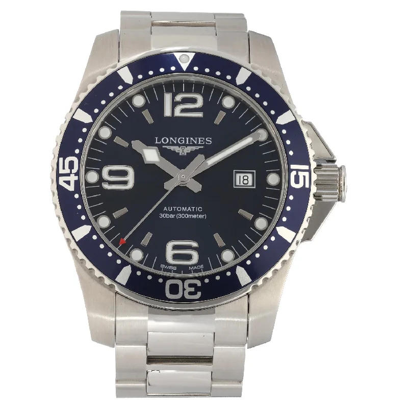 men's watches with large faces and multi-function digital features -Longines Hydro Conquest L3.841.4 44mm Stainless Steel Watch