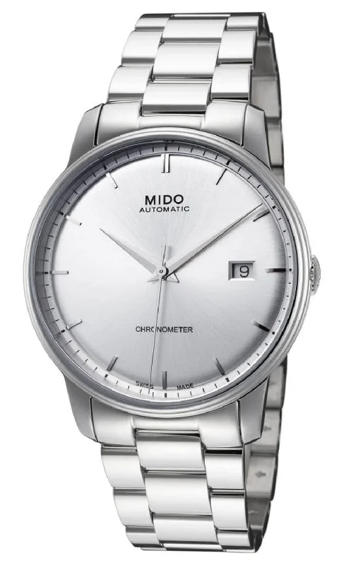 watches for women with bold colors and unique band designs -Mido Baroncelli III Automatic Stainless Steel Chronometer Silver Dial Date Mens Watch M010.408.11.031.00