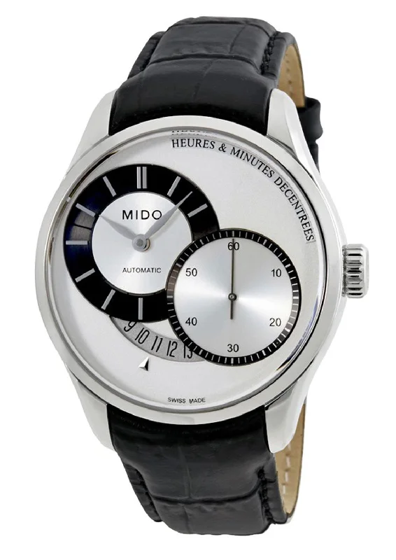 digital sport watches for men with real-time workout tracking -Mido Belluna II Heures & Minutes Decentrees Automatic Black Leather Strap Men's Watch M024.444.16.031.00