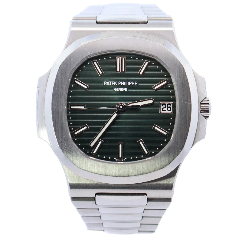 solar-powered watches for men with rugged designs and high water resistance -Patek Philippe Nautilus 40mm Green Dial Ref# 5711/1A-014