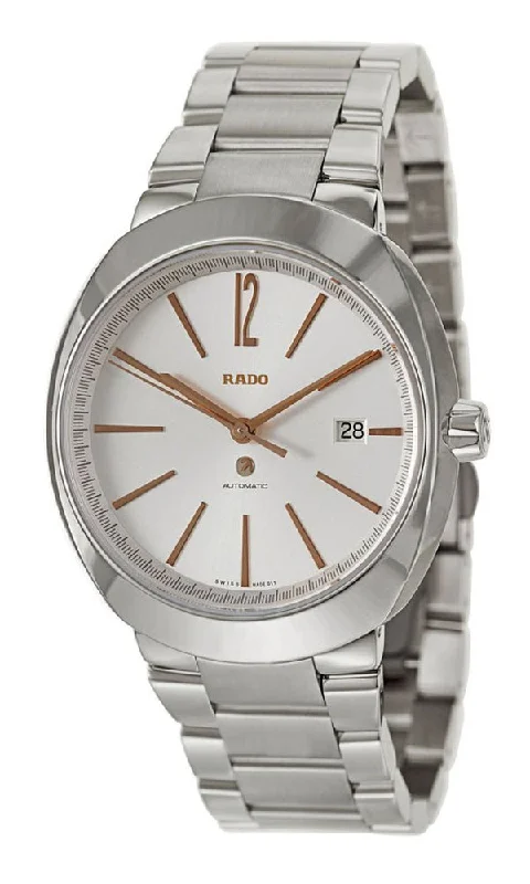 sport watches for men with dual time zones and advanced features -Rado D-Star XL Automatic Stainless Steel Mens Watch Silver Dial Calendar R15329113