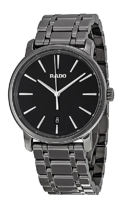 affordable men’s watches with silicone bands and modern designs -Rado DiaMaster XL R14072177 Ceramic Mens Watch Silver-tone Hands Plasma Ceramic Case Analog Dial Quartz