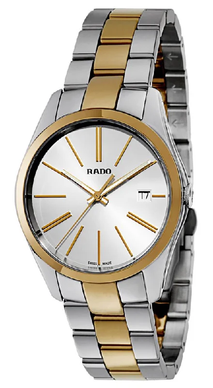 women's watches with sparkling dials and slim metal cases -Rado HyperChrome Stainless Steel and Ceramos R32188112 Mens Watch Calendar Silver Dial Quartz