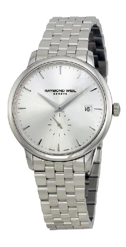 men's watches with lightweight titanium cases and classic leather straps -Raymond Weil Toccata Quartz Stainless Steel Mens Watch Silver Dial Calendar 5484-ST-65001