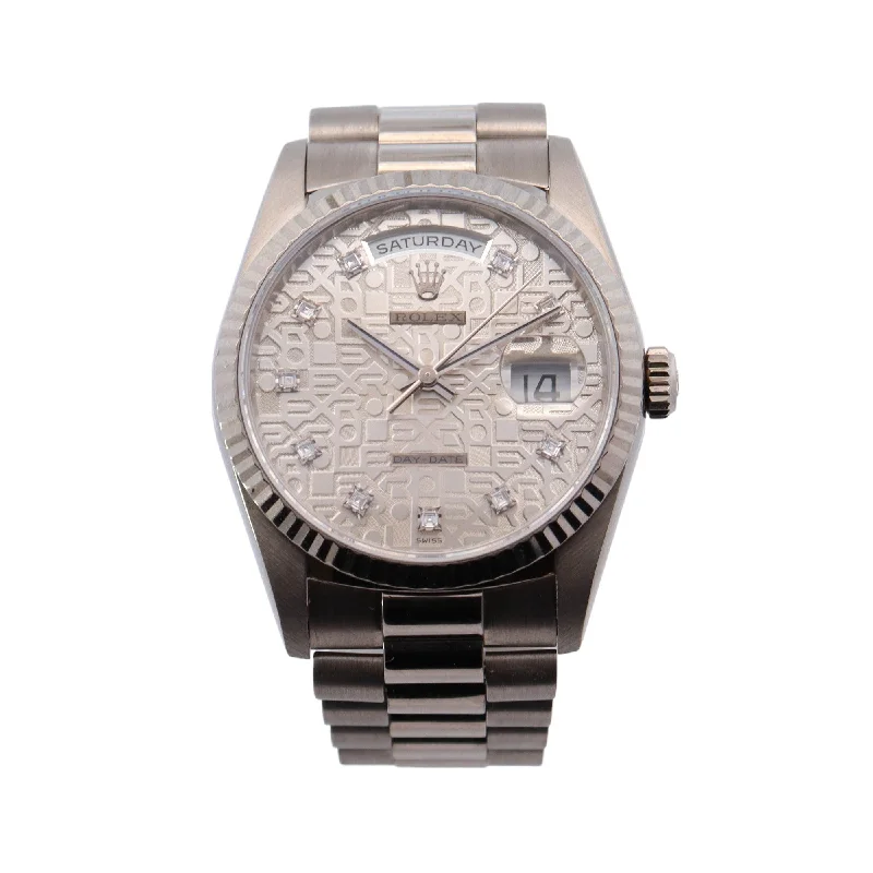 women's watches with delicate dials and high-quality metal bands -Rolex Date Date White Gold 36mm Jubilee Diamond Dial Watch  Reference #: 18239