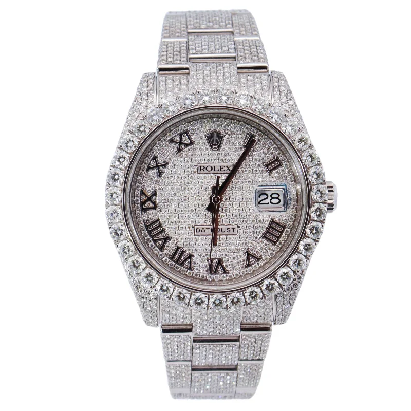 elegant watches for men with modern features and durable bands -Rolex Datejust 41mm Custom Pave Dial Ref# 126300