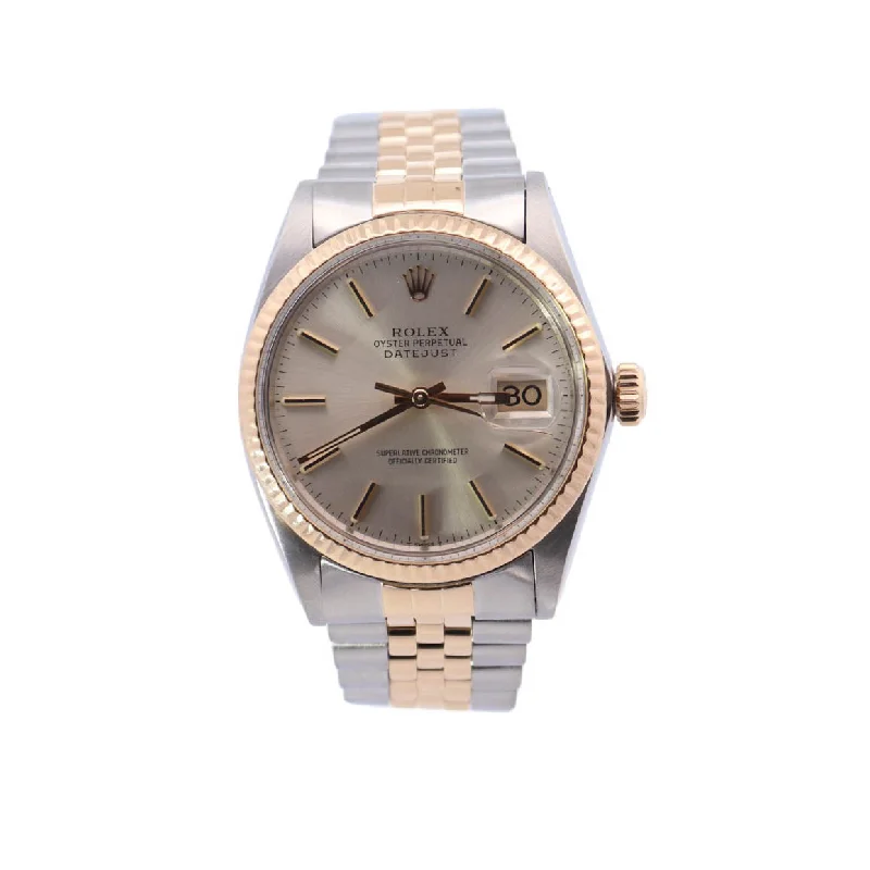 men's watches with modern technology and classic designs -Rolex Datejust Two-Tone Stainless Steel & Yellow Gold 36mm Silver Stick Dial Watch Reference# 16013