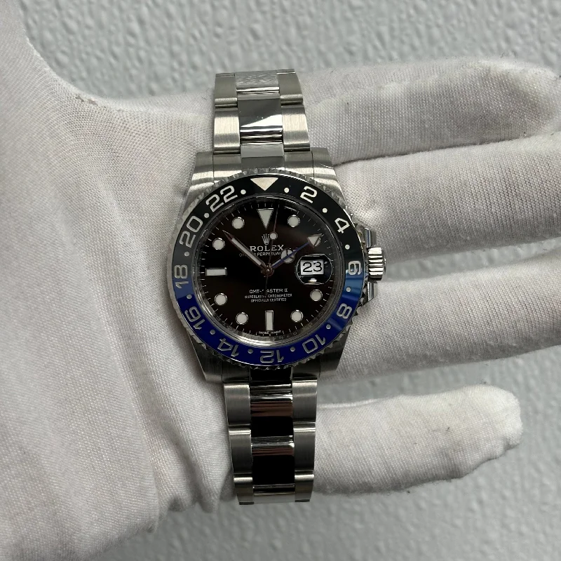 stylish women's watches with modern designs and comfortable straps -Rolex GMT-Master II 40mm Black Dial Ref# 116710BLRO