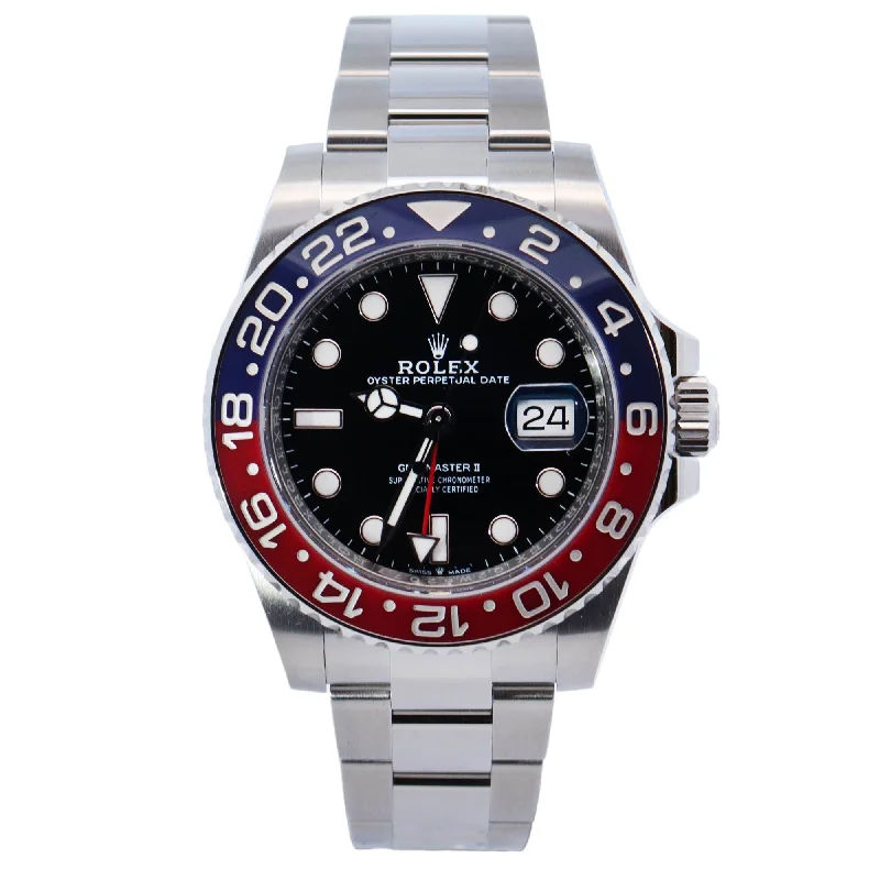 best watches for women with unique materials and colorful designs -Rolex GMT-Master II 40mm Black Dial Ref# 126710BLRO