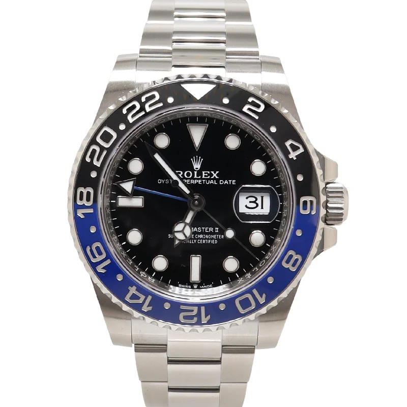 classic analog watches for men with day-date complications -Rolex GMT-Master II "Batman" Stainless Steel 40mm Black Dot Dial Watch Reference# 116710BLNR