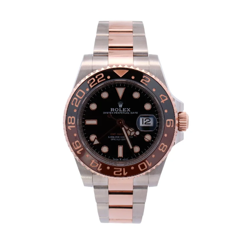 men's watches with interchangeable leather and metal bands -Rolex GMT-Master II "Rootbeer" 40mm Black Dot Dial Watch Ref: 126711CHNR