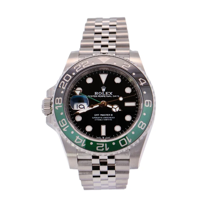 affordable men’s watches with silicone bands and modern designs -Rolex GMT Master II â€œSpriteâ€ Stainless Steel 40mm Black Dot Dial Watch Reference# 126720VTNR