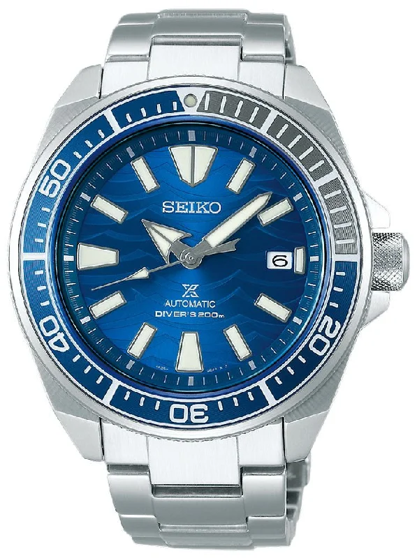 waterproof watches for women with durable rubber bands and fitness tracking -Seiko Special Edition Prospex Stainless Steel Blue Dial Automatic Date Divers Mens Watch SRPD23K1