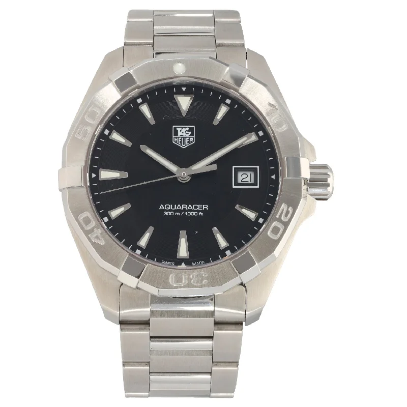 affordable men's watches with simple designs and digital features -Tag Heuer Aquaracer WAY1110 41mm Stainless Steel Watch