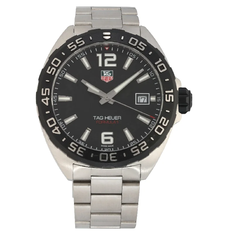 men's watches with chronograph function and black leather straps -Tag Heuer Formula 1 WAZ1110 41mm Stainless Steel Watch