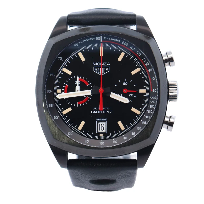 luxury watches for men with sapphire crystal glass and polished dials -Tag Heuer Monza 42mm Black Dial Ref# CR2080