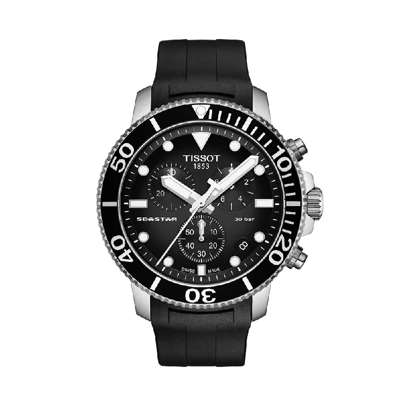 men's watches with unique skeleton dials and automatic movement -Tissot Seastar 1000 Chronograph T1204171705100 Men Watch