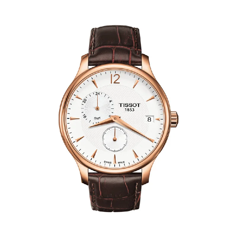 luxury watches for men with classic leather and stainless steel bands -Tissot Tradition GMT T0636393603700 Men Watch