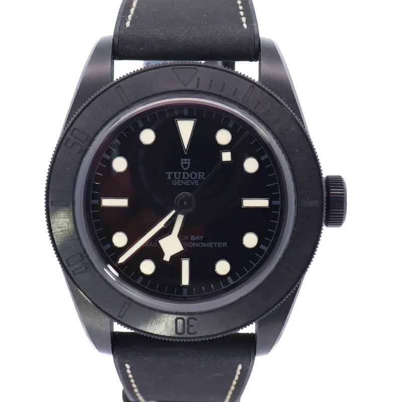 women's watches with minimalist designs and stainless steel bands -Tudor Black Bay Ceramic 41mm Black Dot Dial Watch Reference# 79210CNU