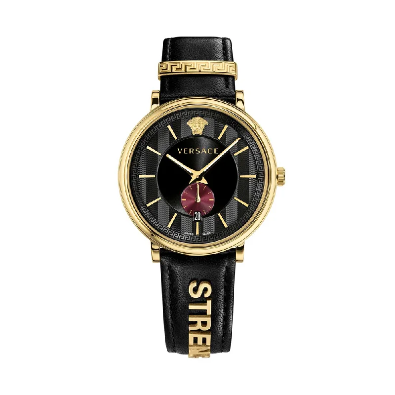 watches for women with minimalist designs and leather bands -VERSACE VBQ050017 V-Circle Watch For Men