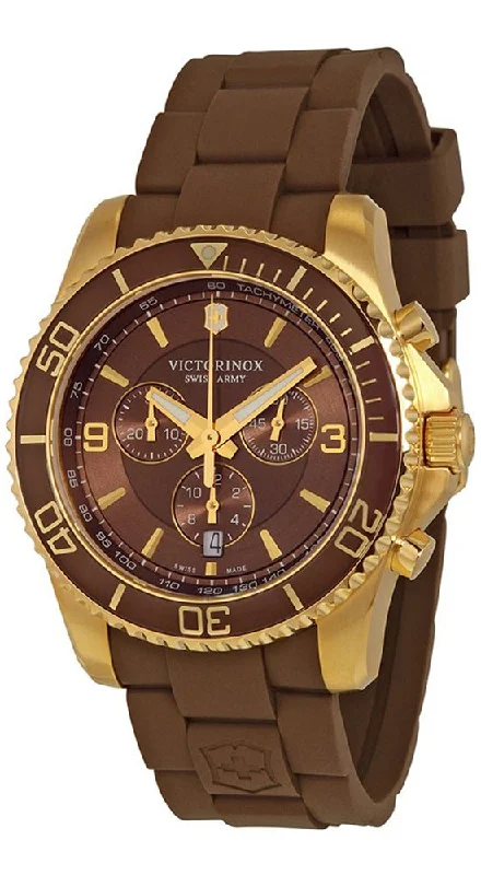 men's watches with retro-inspired designs and modern features -Victorinox Swiss Army Maverick Steel 241692 Mens Watch Chronograph Brown Dial Date